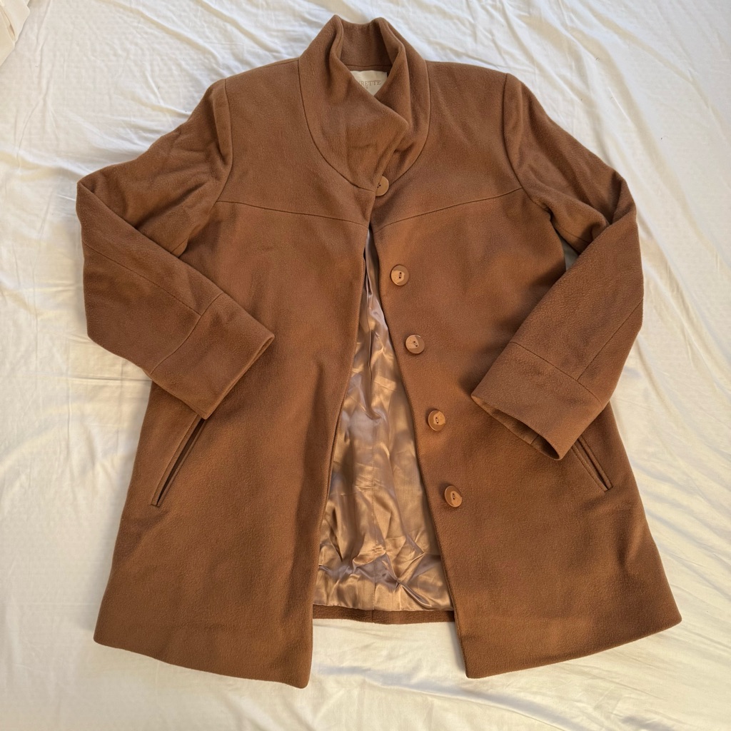 Fleurette Stand Collar Loro Piana Wool Coat (2 Petite) In Camel/Vicuna